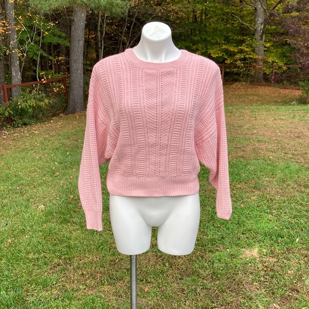 Miss Selfridge cable and shaker knit cross strap light pink sweat NWT size 2